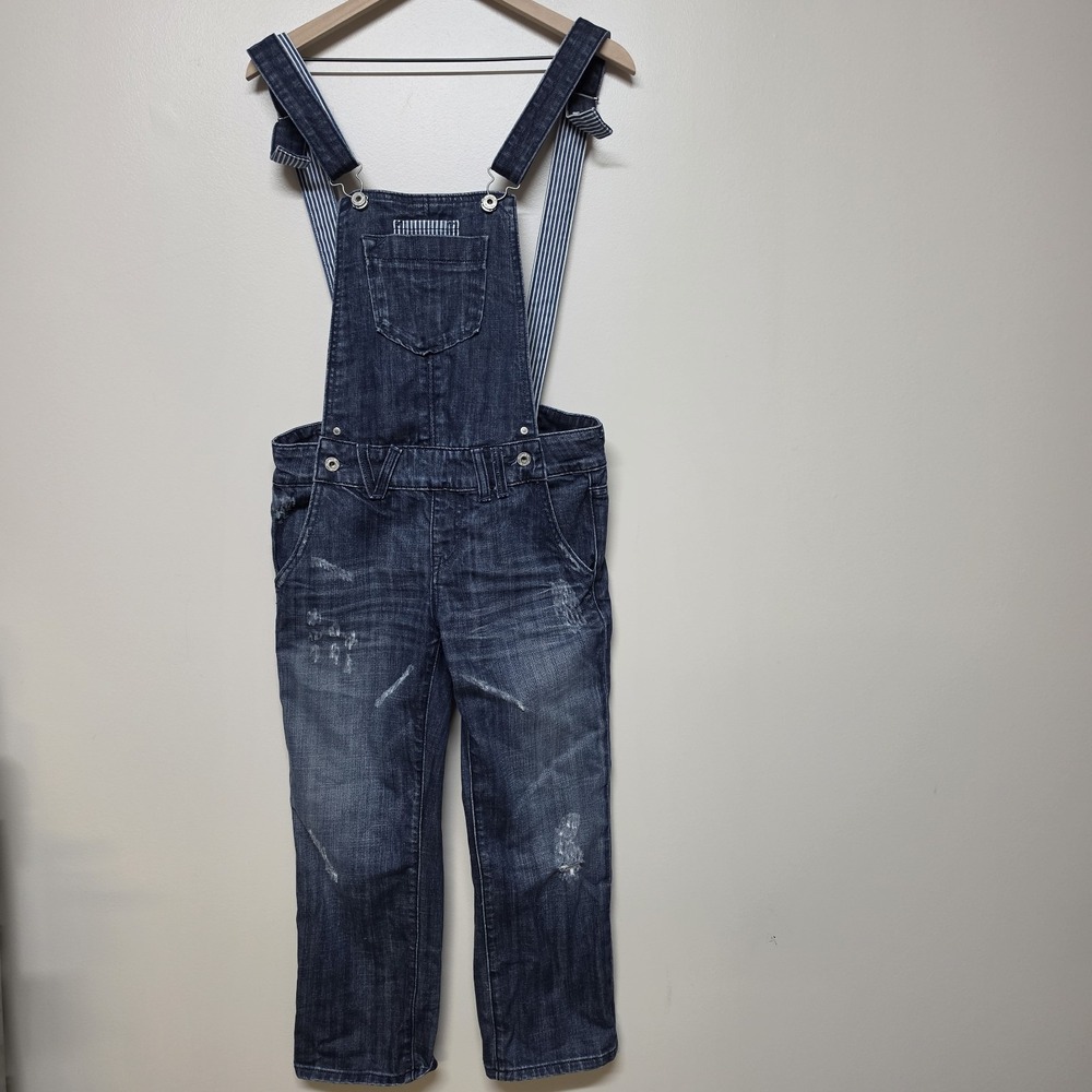Miss Me Denim Overalls Women 28 Distressed Cropped Bib Jeans Blue Stripe Stretch